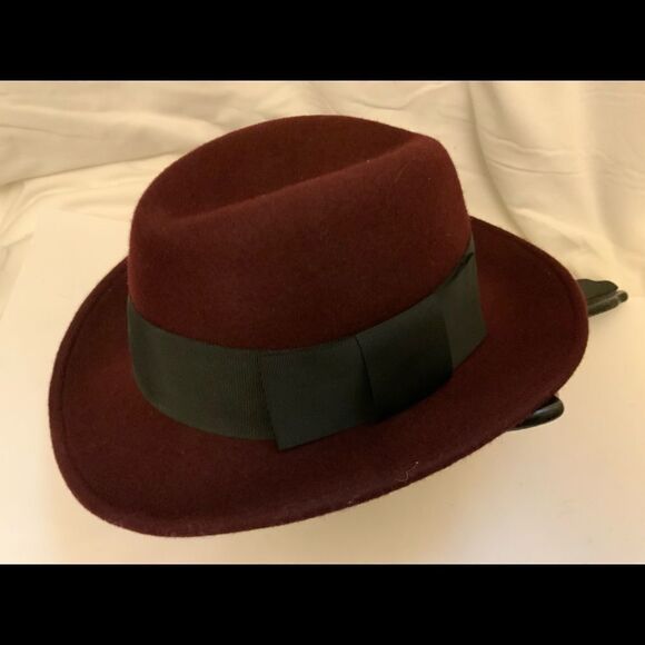 Kate Spade New York hats off Burgundy  black  Hat - One Size  Gorgeous - Picture 8 of 12